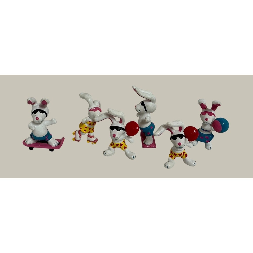 Applause Vintage 1989 Beachbunnies PVC Mini Figure Lot 6 Skateboard Rollerblade